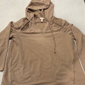 LOGO by Lori Goldstein Tan Hooded Top